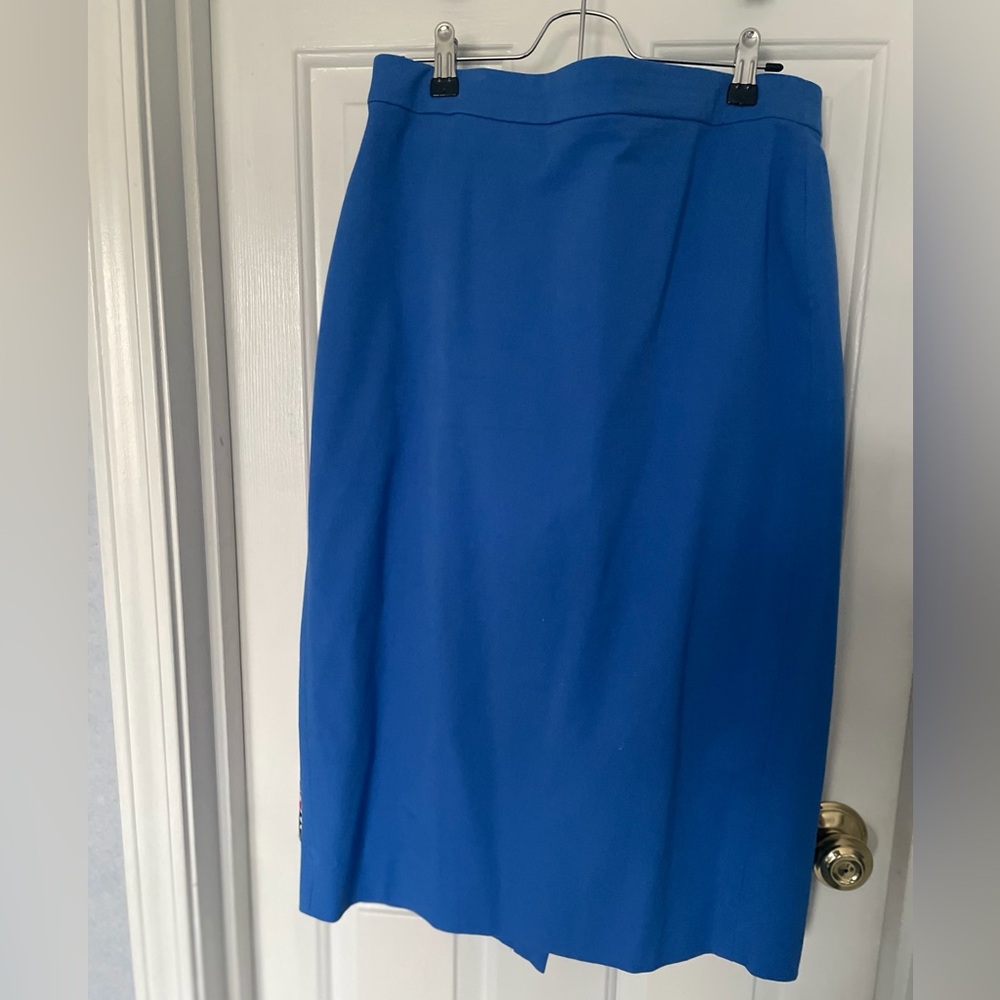 J. Crew Royal Blue Midi Pencil Skirt
Cotton, nylon lining